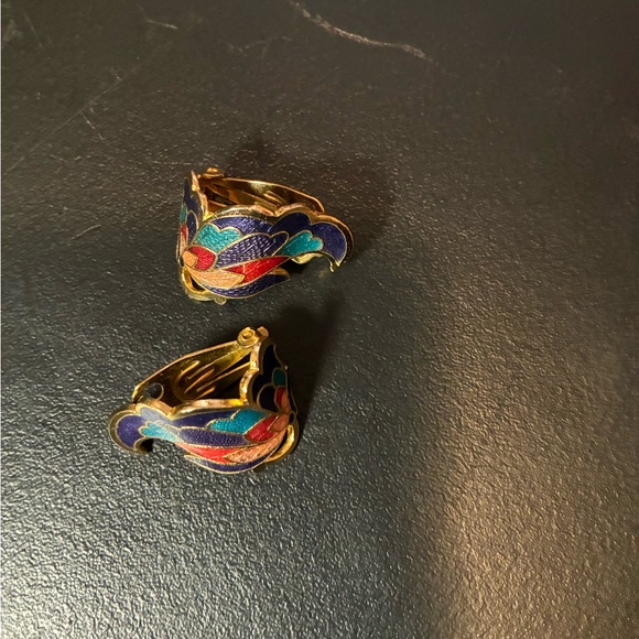Cloisonne Jewelry - Elegant Multicolor Enamel Earrings